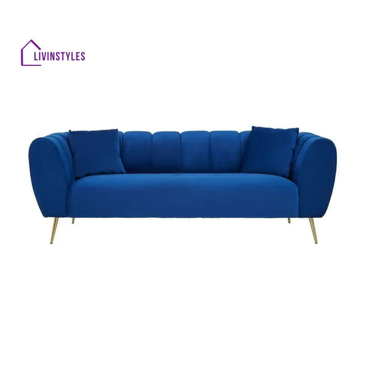 Avgust Flora 3 Seat Midnight Velvet Sofa Living