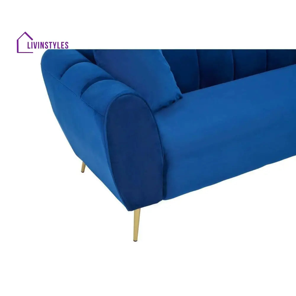 Avgust Flora 3 Seat Midnight Velvet Sofa Living