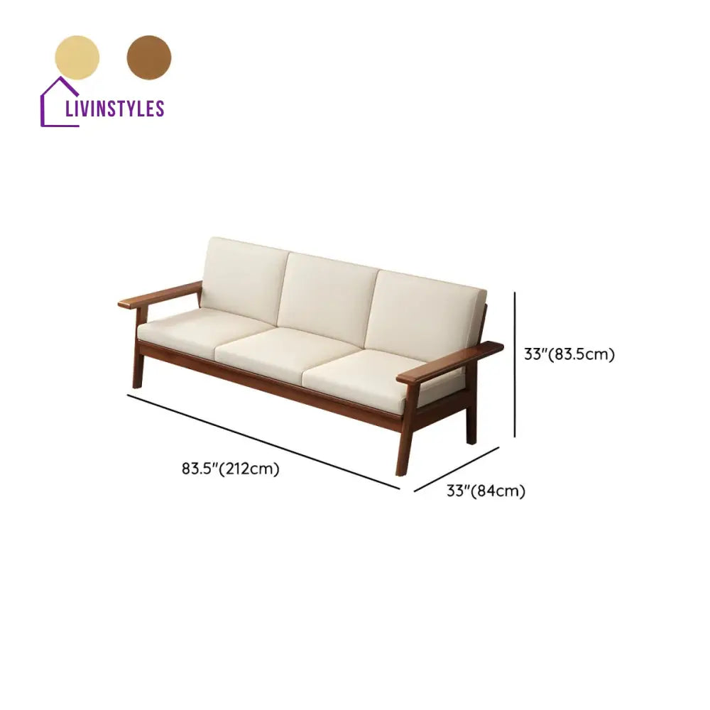 Basira Solid Wood 3 Seater Sofa Set for Living Room
