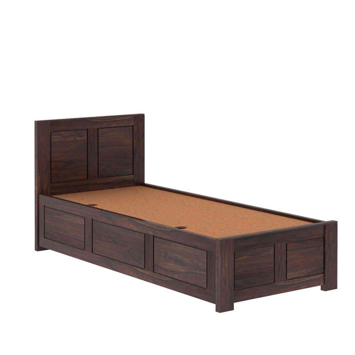 Irma Solid Sheesham Wood Single Bed With Box Storage (Walnut Finish)