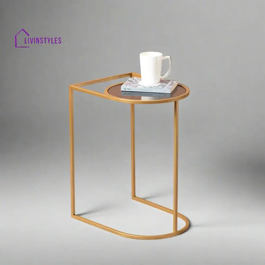 Bhavana Contemporary Metallic Magazine End Table In Gold Color Furniture