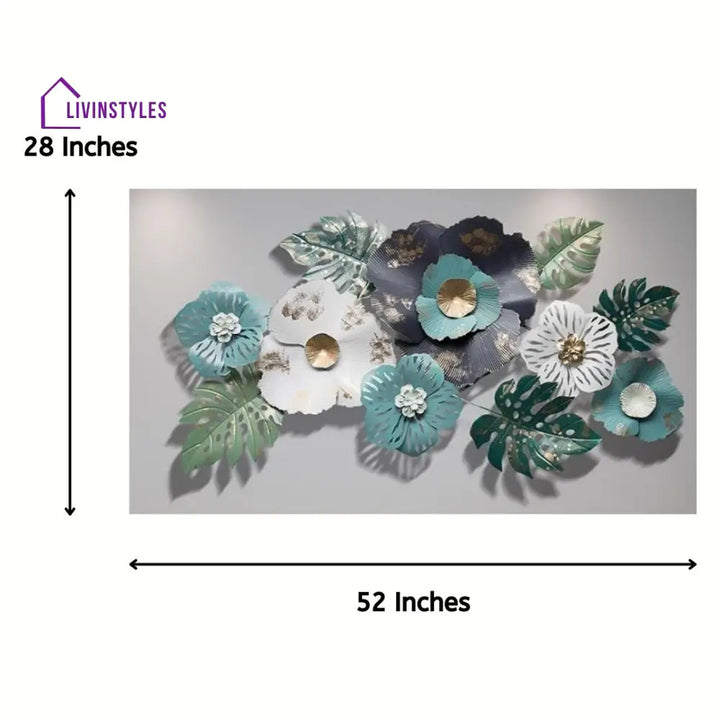 Blue & White Wild Large Floral Metal Wall Art