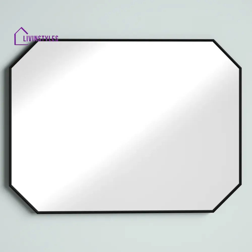 Bunny Minimalist Rectangular Designer Black Metal Finish Bathroom Mirror Wall Mirror