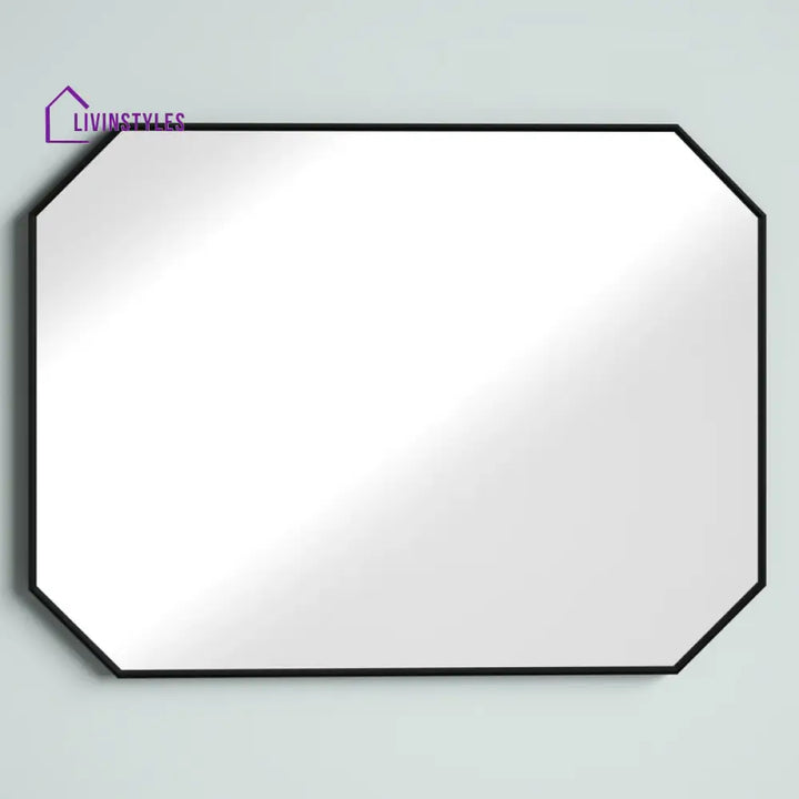 Bunny Minimalist Rectangular Designer Black Metal Finish Bathroom Mirror Wall Mirror