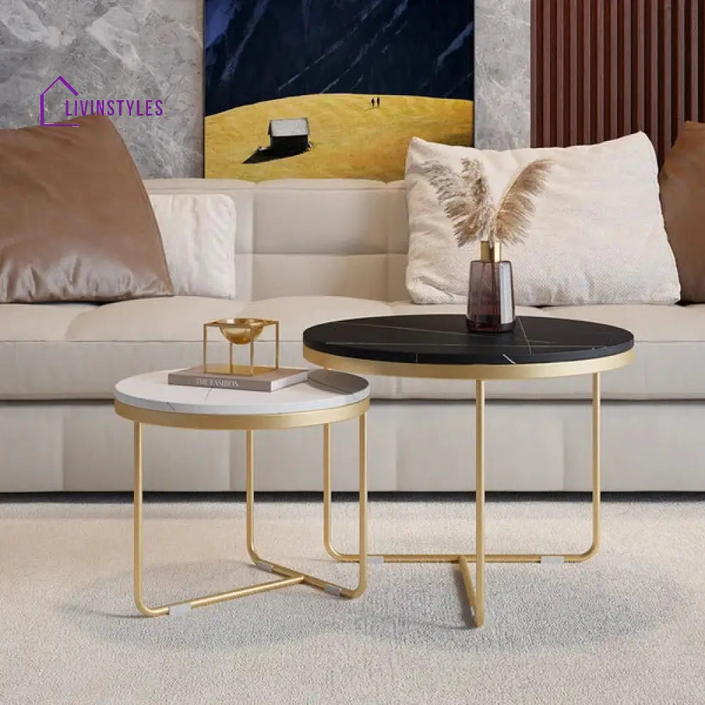Celestia Marble And Metal Coffee Table Set Tables