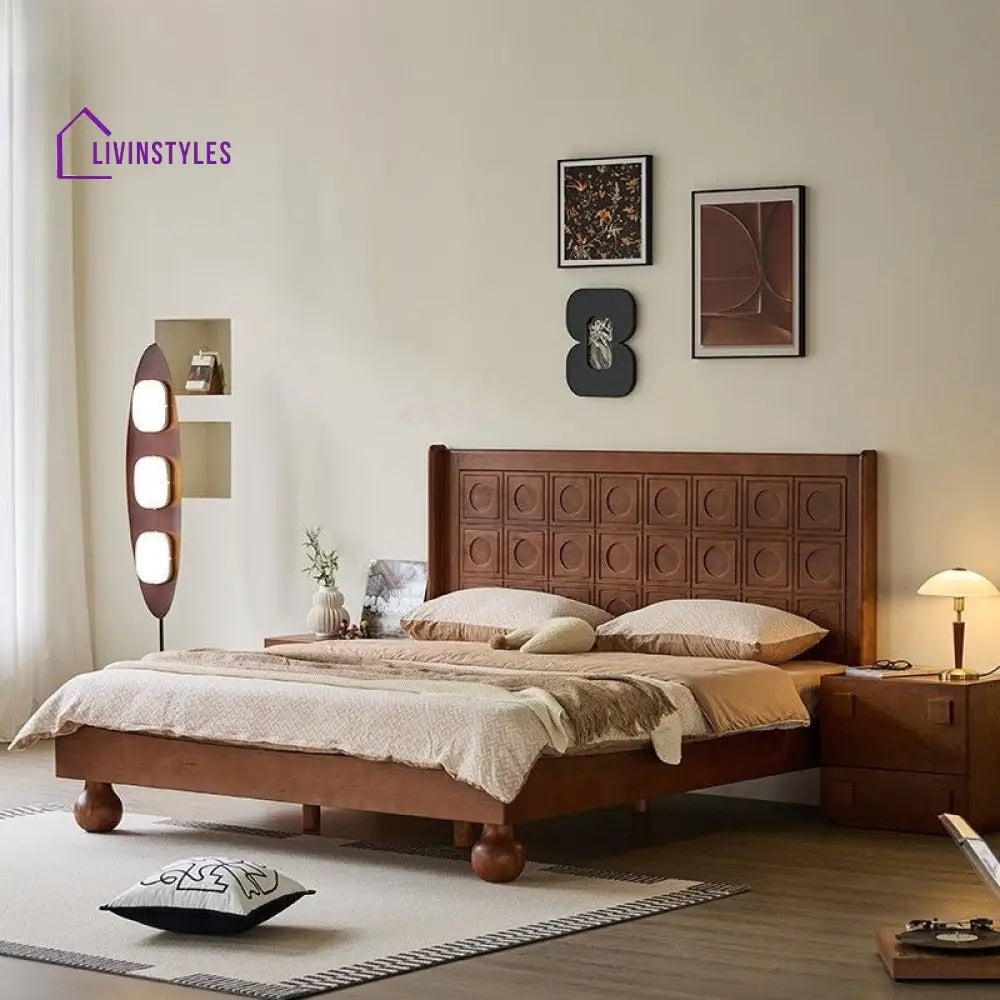 Daria Solid Walnut Wood Bed for Luxury Homes