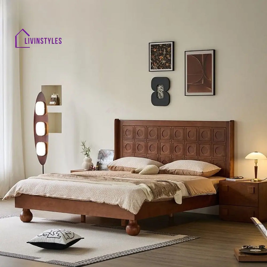 Daria Solid Walnut Wood Bed for Luxury Homes