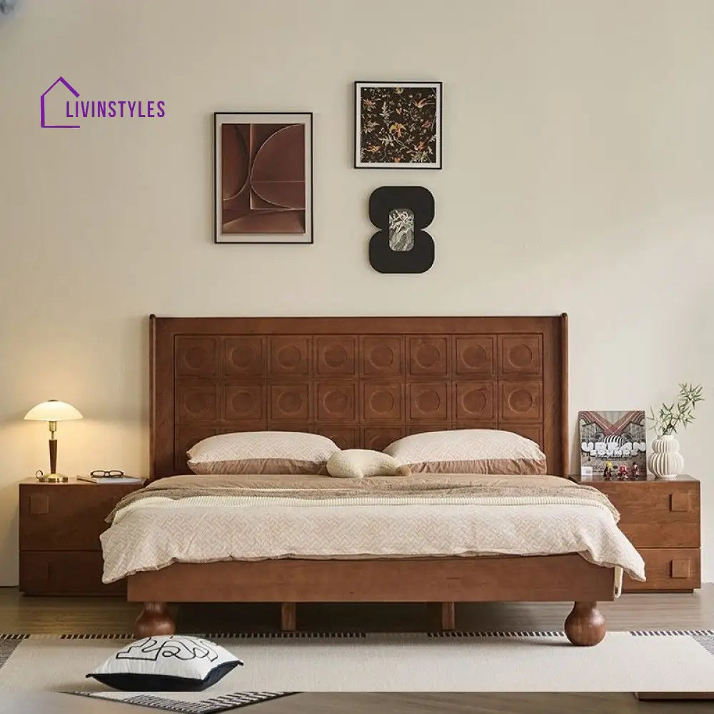 Daria Solid Walnut Wood Bed for Luxury Homes