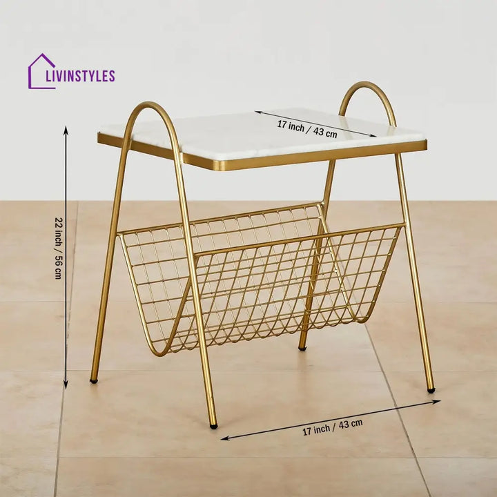 Designer Square Shape White Marble Side Table Table