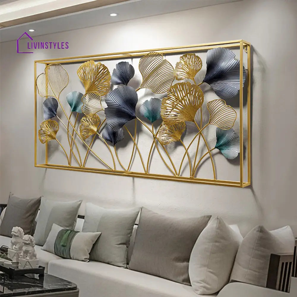 Double Frame With Leaf Metal Wall Art