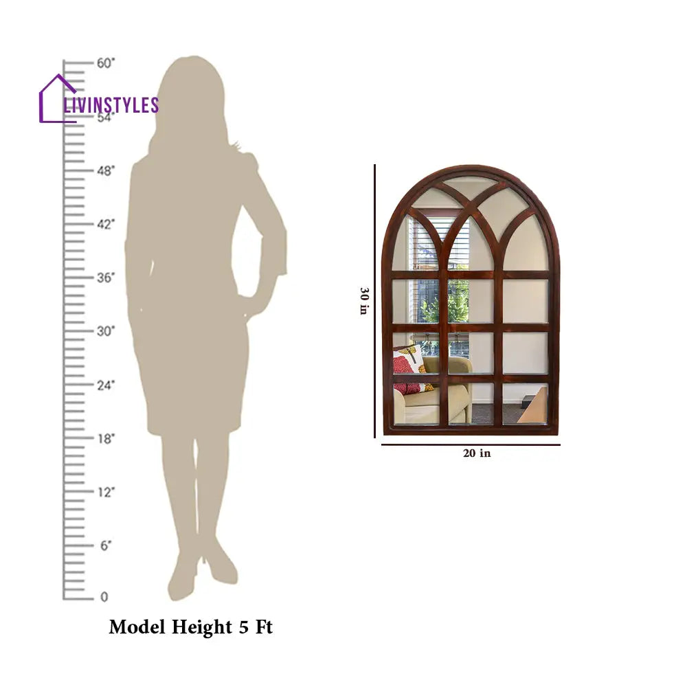 Ducky Arched Motif Window Frame Wooden Mirror Wall Mirror