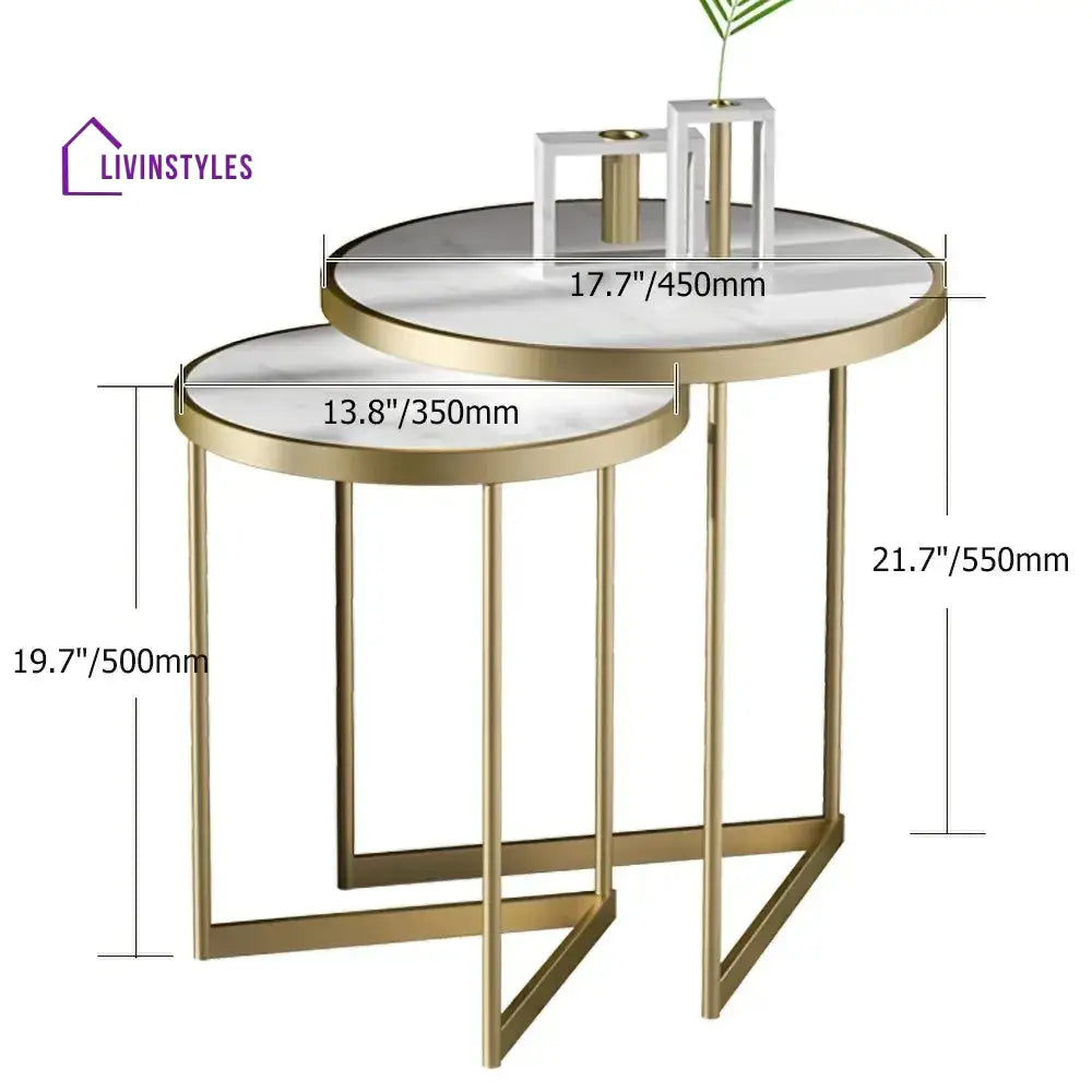 Duo Golden Metal Nesting Side Tables
