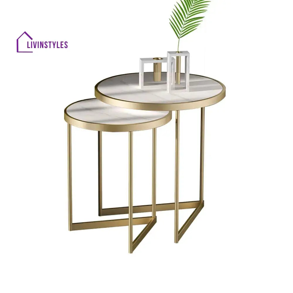 Duo Golden Metal Nesting Side Tables