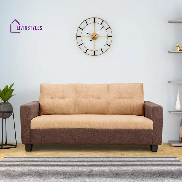 Ease Sand Brown Fabric 3 Seater Sofa Sofa Set