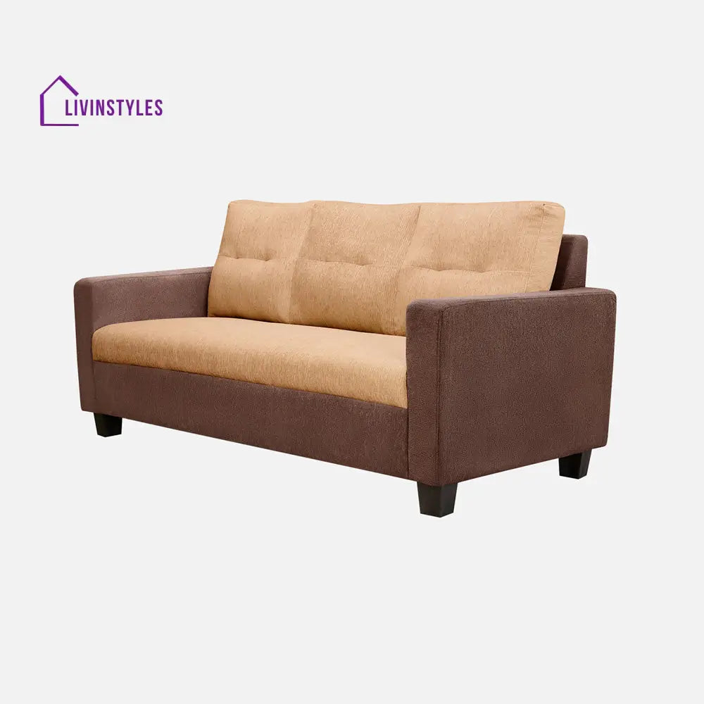 Ease Sand Brown Fabric 3 Seater Sofa Sofa Set