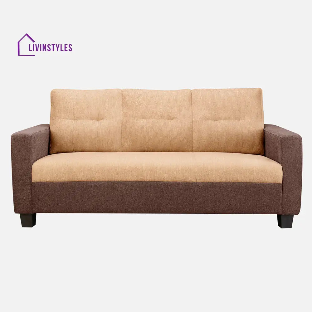 Ease Sand Brown Fabric 3 Seater Sofa Sofa Set