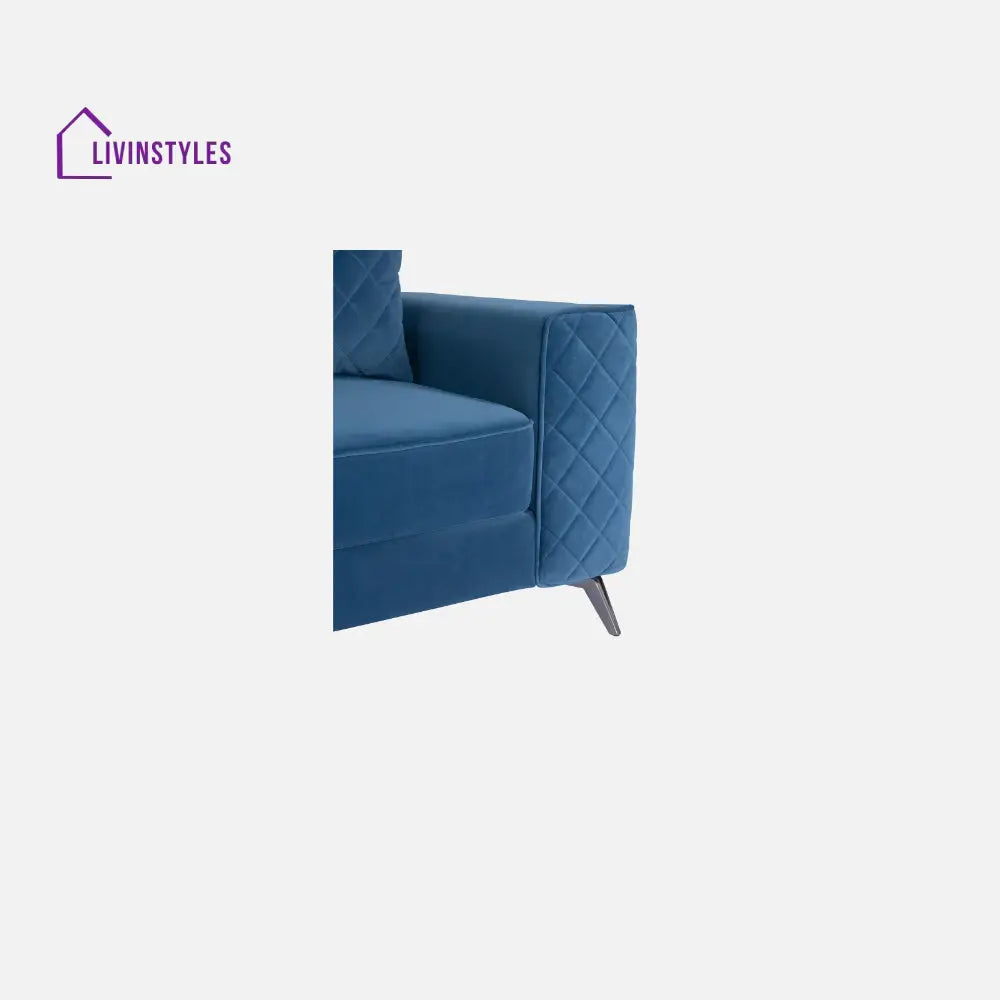Efim Blue Fabric 2 Seater Sofa With Lounger