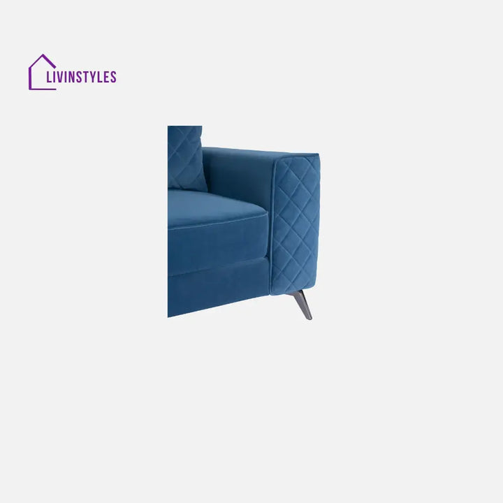 Efim Blue Fabric 2 Seater Sofa With Lounger