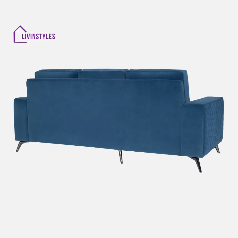 Efim Blue Fabric 2 Seater Sofa With Lounger