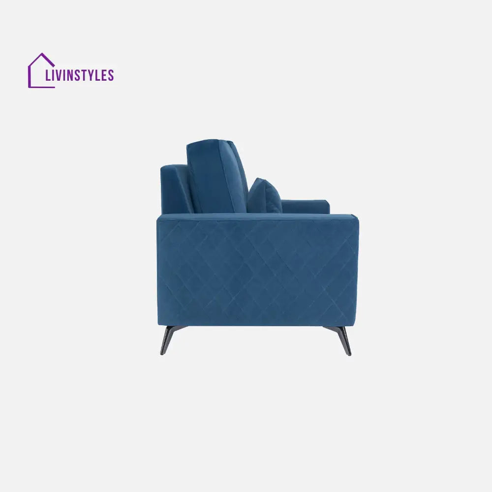 Efim Blue Fabric 2 Seater Sofa With Lounger