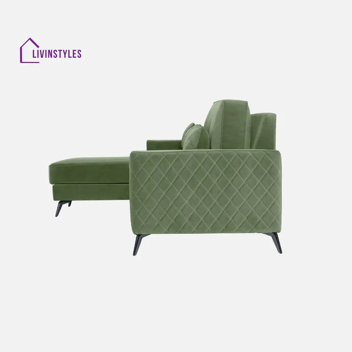 Efim Jade Green Fabric 2 Seater Sofa With Lounger