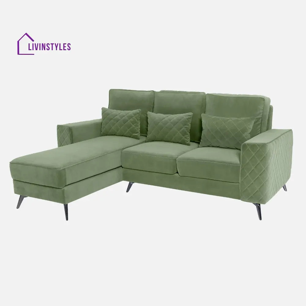 Efim Jade Green Fabric 2 Seater Sofa With Lounger