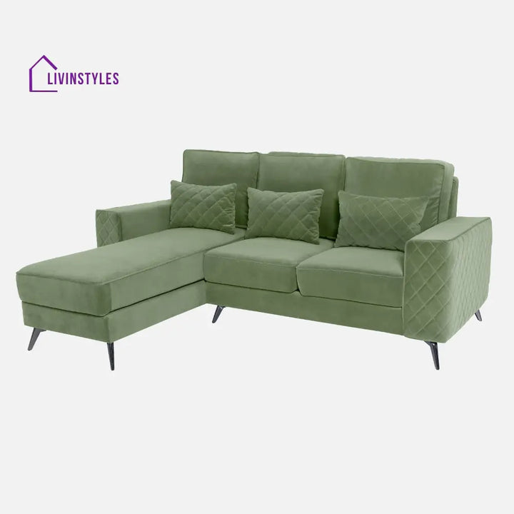 Efim Jade Green Fabric 2 Seater Sofa With Lounger