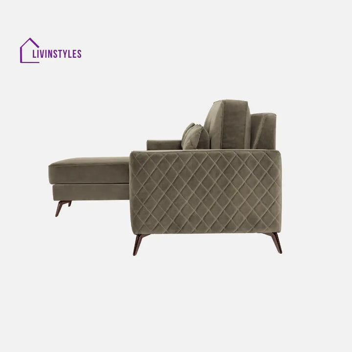 Efim Quartz Brown Fabric 2 Seater Sofa With Lounger