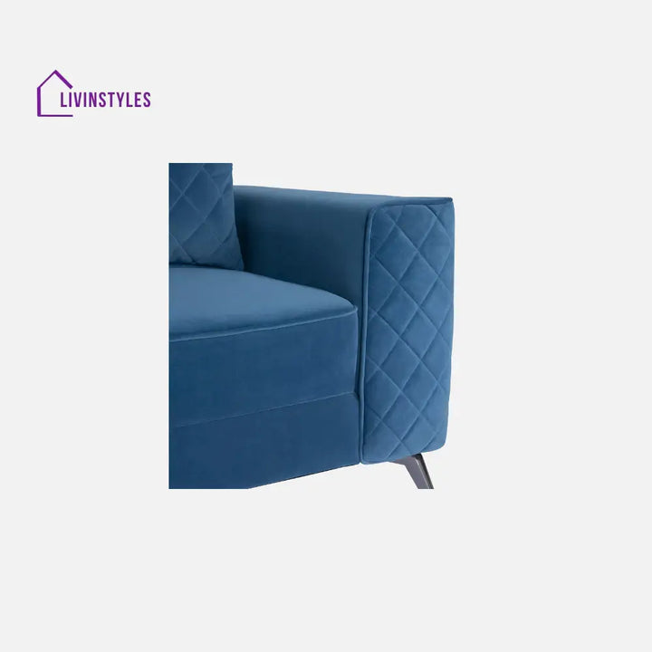 Efrem Sapphire Blue Fabric 3 Seater Sofa With Lounger