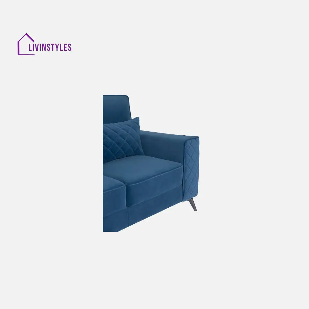 Efrem Sapphire Blue Fabric 3 Seater Sofa With Lounger