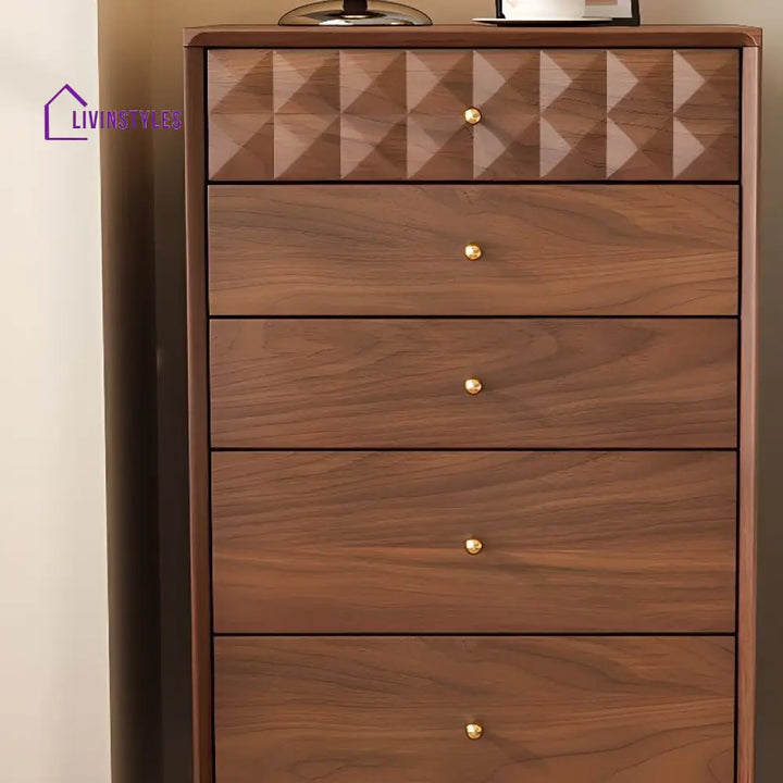 Ekaterina Solid Walnut Wood Chest of Drawers for Luxury Homes