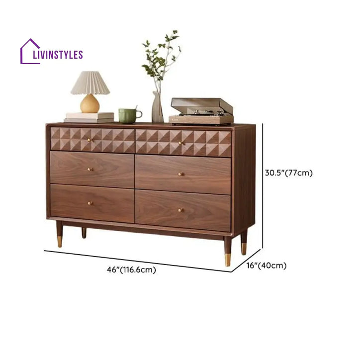 Ekaterina Solid Walnut Wood Chest of Drawers for Luxury Homes