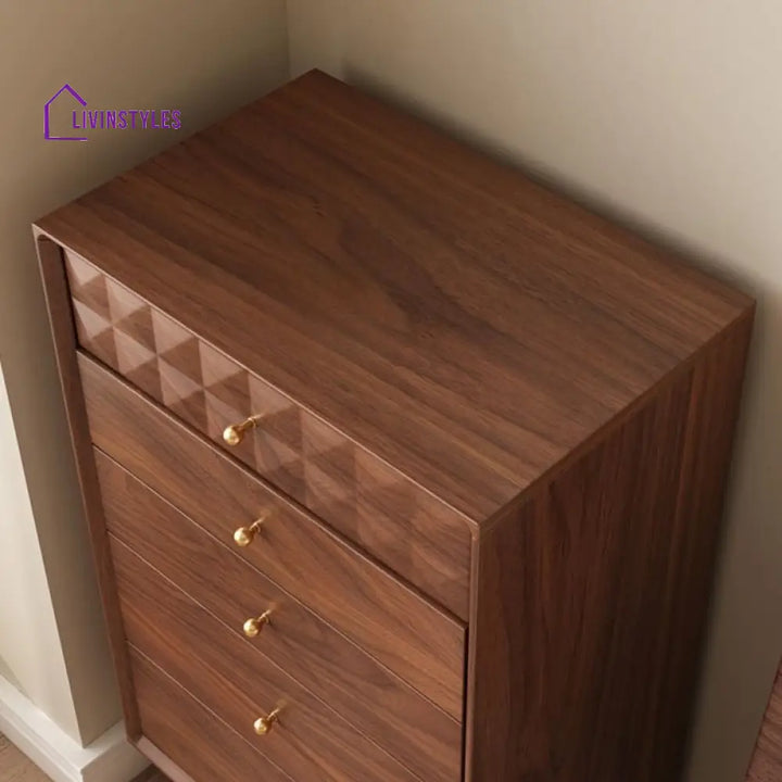 Ekaterina Solid Walnut Wood Chest of Drawers for Luxury Homes