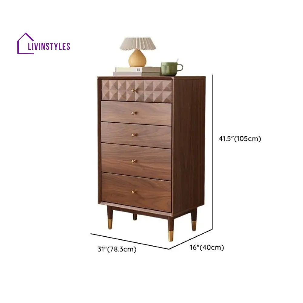 Ekaterina Solid Walnut Wood Chest of Drawers for Luxury Homes