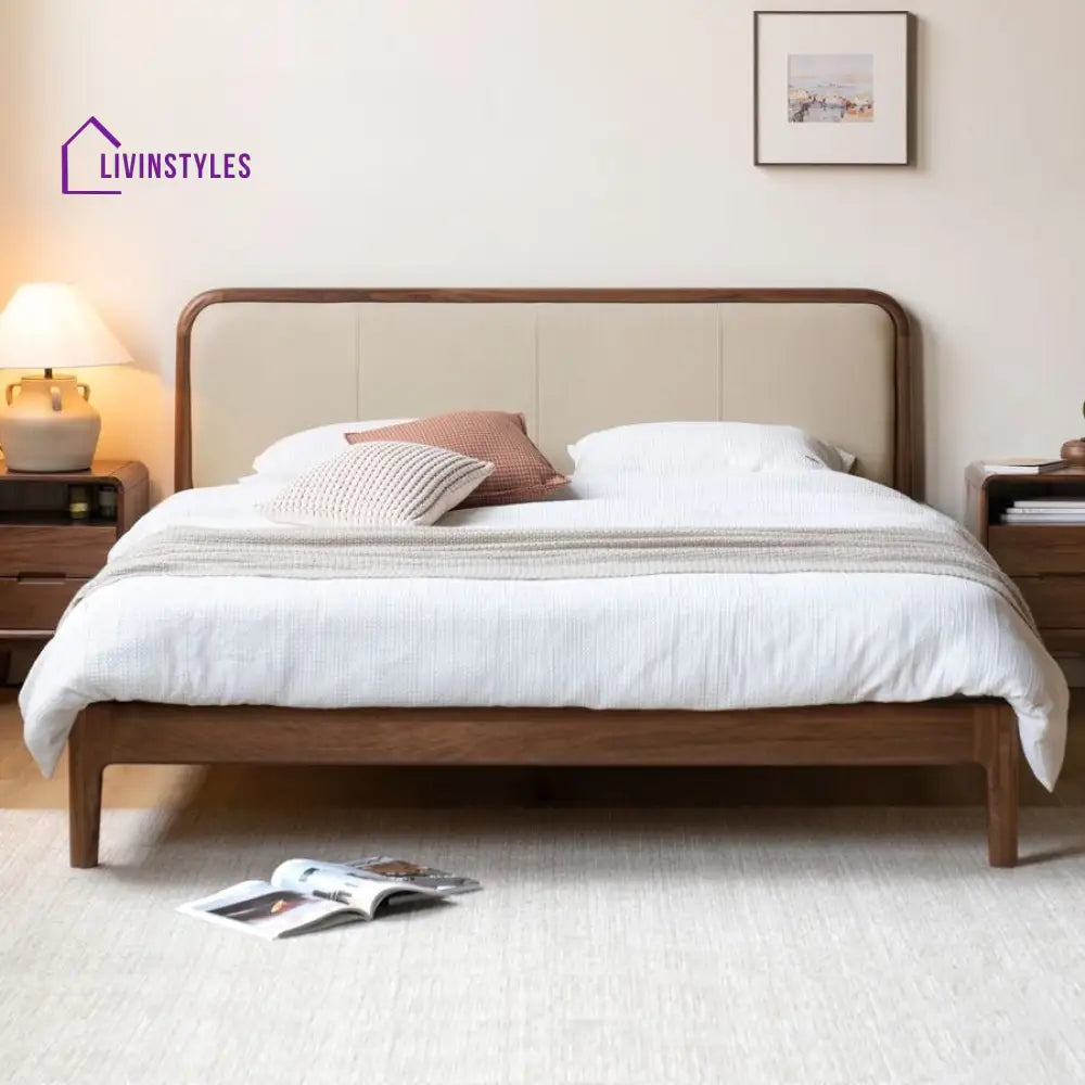 Elina Solid Walnut Wood Bed for Luxury Homes