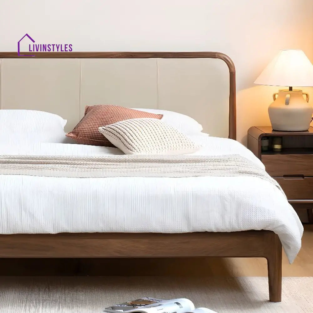 Elina Solid Walnut Wood Bed for Luxury Homes