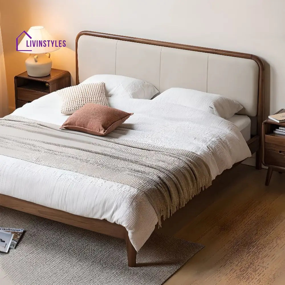 Elina Solid Walnut Wood Bed for Luxury Homes