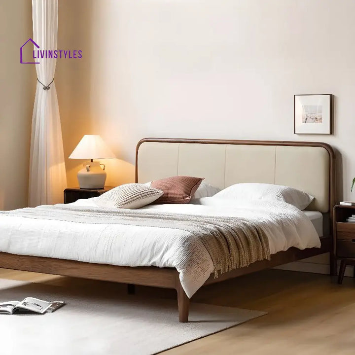 Elina Solid Walnut Wood Bed for Luxury Homes