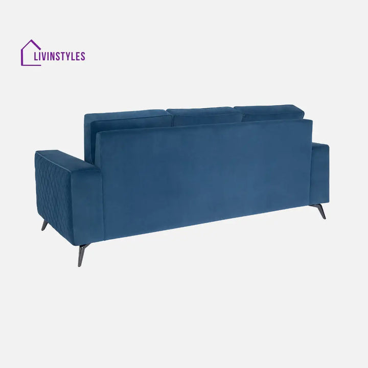 Elizar Sapphire Blue Fabric 3 Seater Sofa