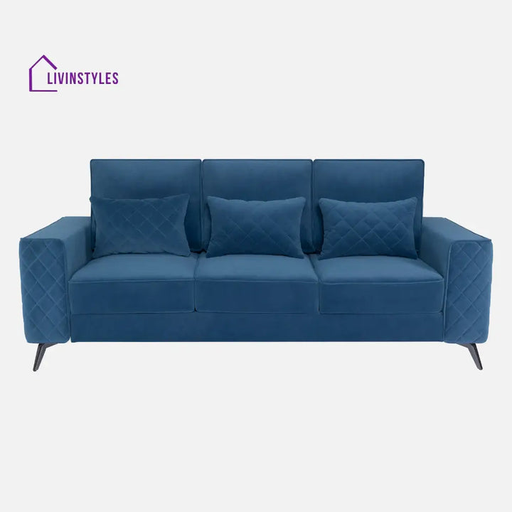 Elizar Sapphire Blue Fabric 3 Seater Sofa