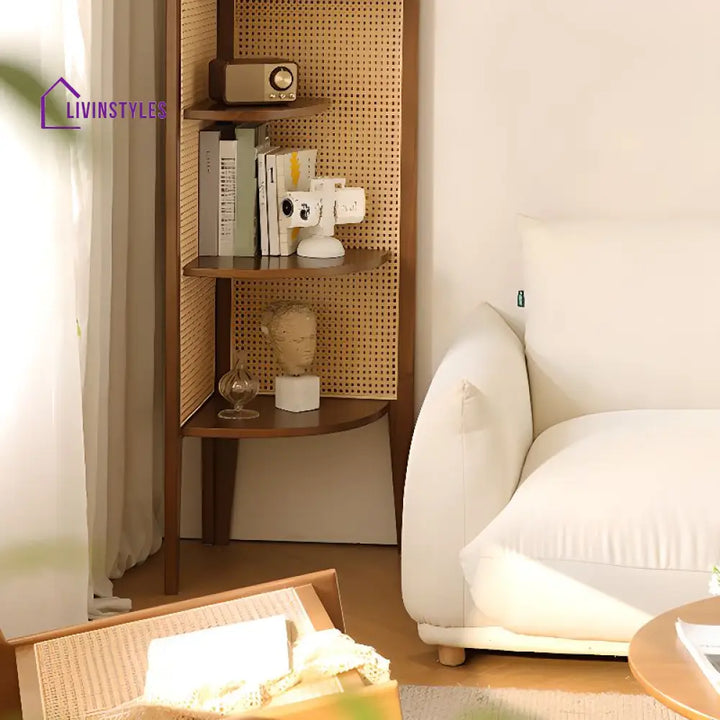 Elowen Wooden and Cane Weaving Bookshelves