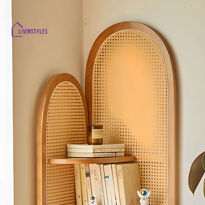Elowen Wooden and Cane Weaving Bookshelves