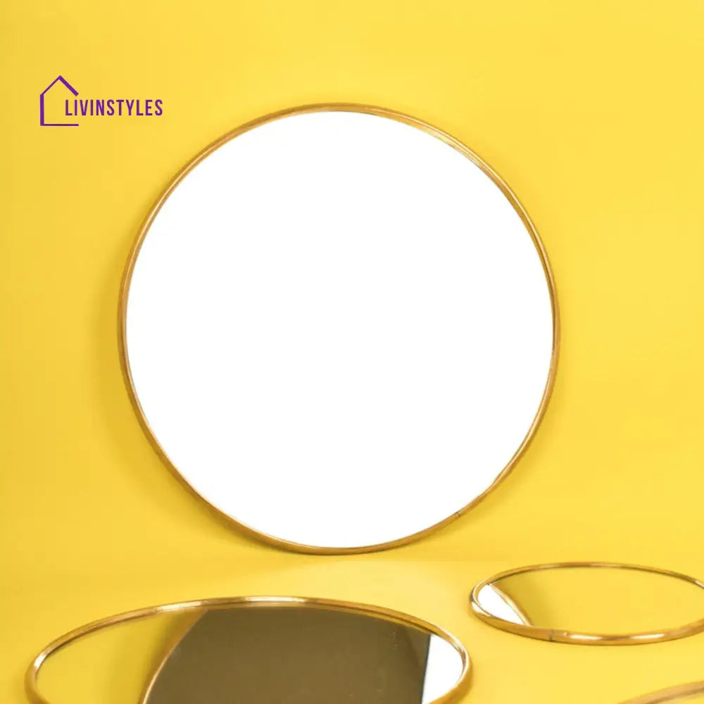 Fawn Modern Golden Abstract Round Shaped Wall Mirror Wall Mirror