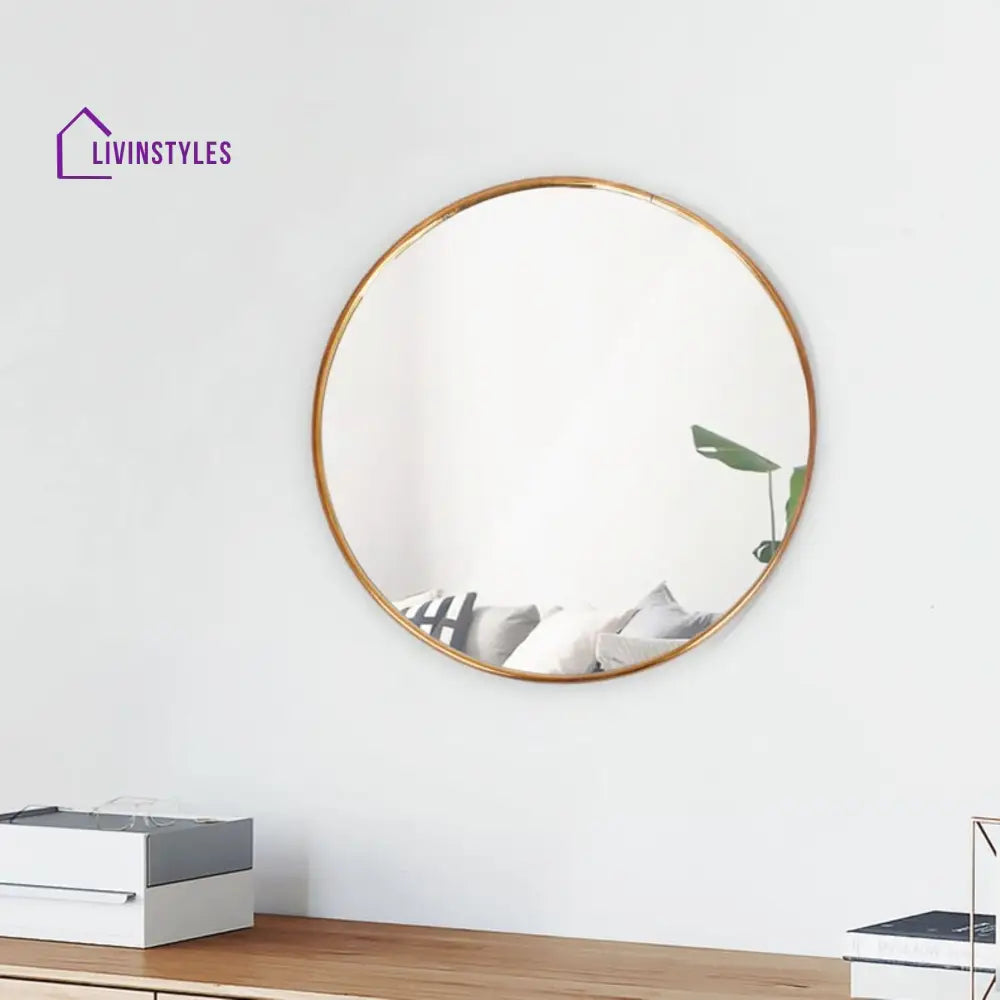 Fawn Modern Golden Abstract Round Shaped Wall Mirror Wall Mirror