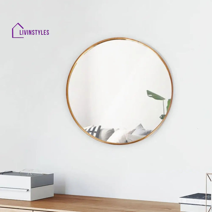 Fawn Modern Golden Abstract Round Shaped Wall Mirror Wall Mirror