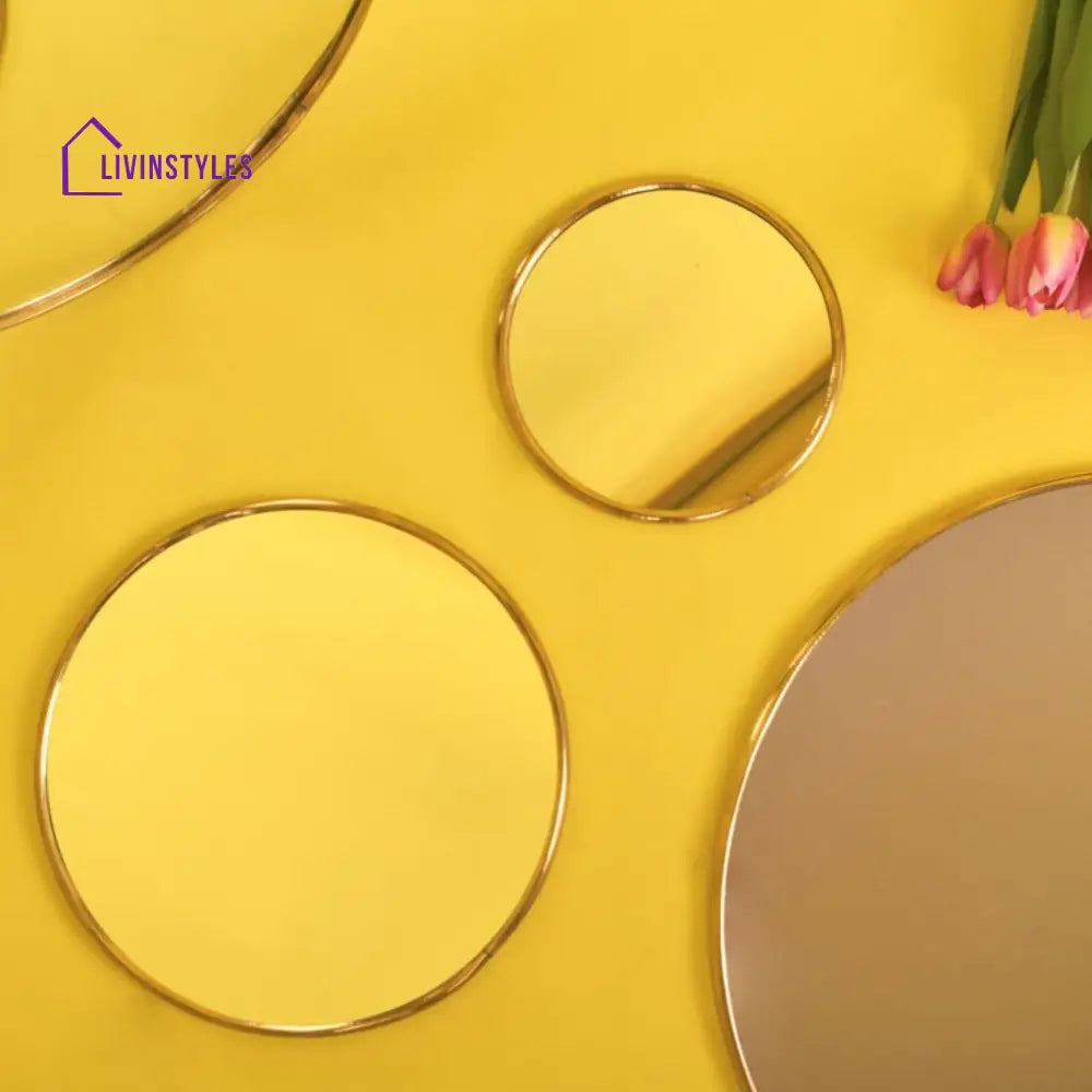 Fawn Modern Golden Abstract Round Shaped Wall Mirror Wall Mirror