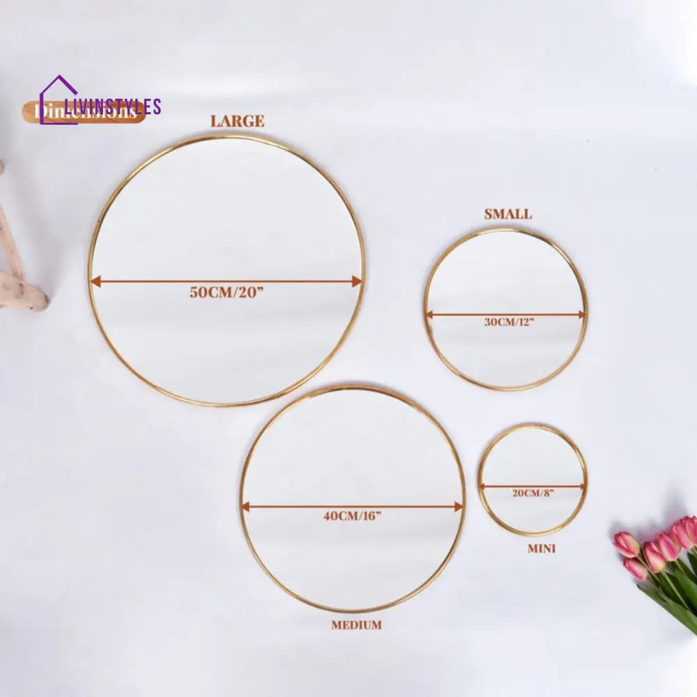 Fawn Modern Golden Abstract Round Shaped Wall Mirror Wall Mirror