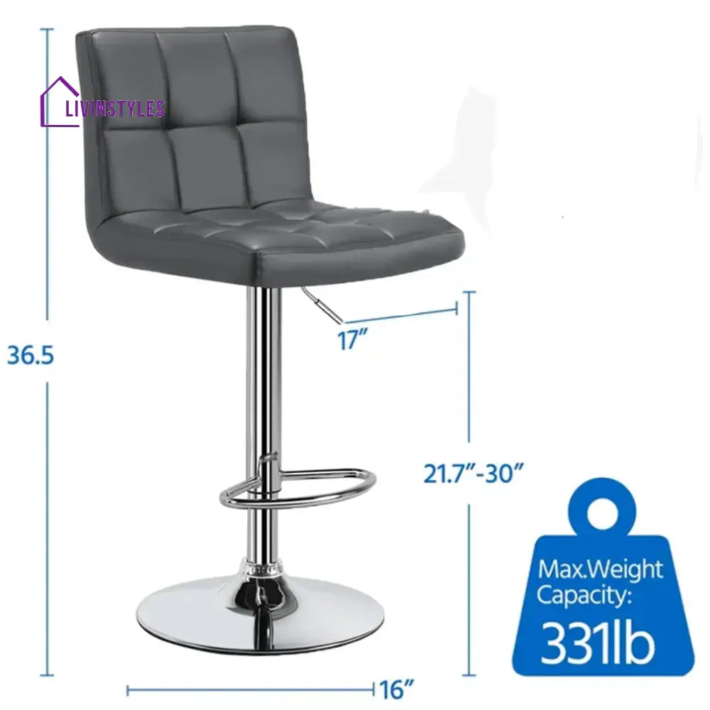 Gaurav Luxurious Leatherette Grey Bar Stool / Long Chair