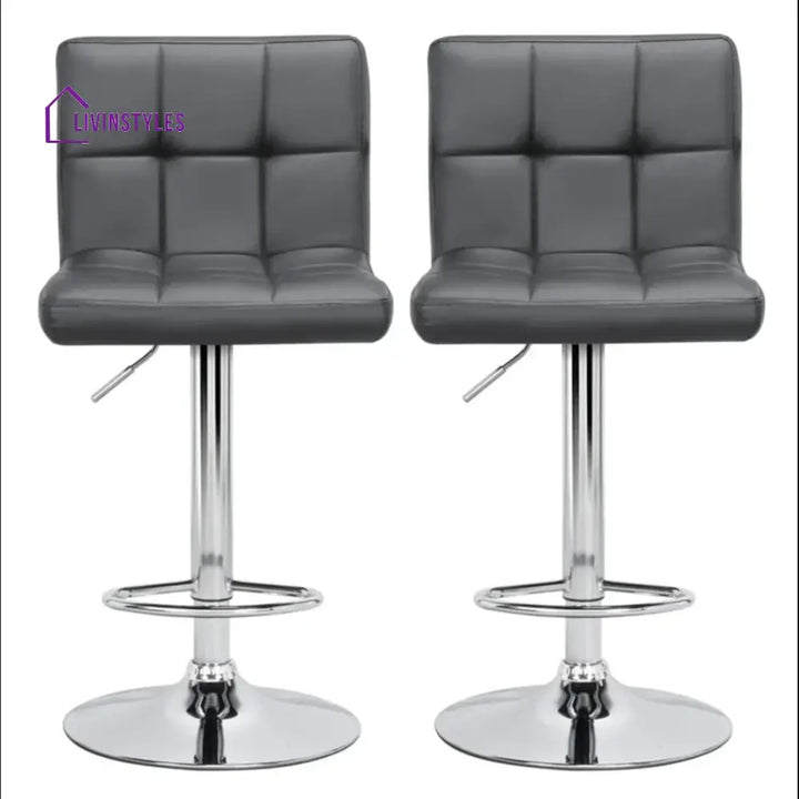 Gaurav Luxurious Leatherette Grey Bar Stool / Long Chair