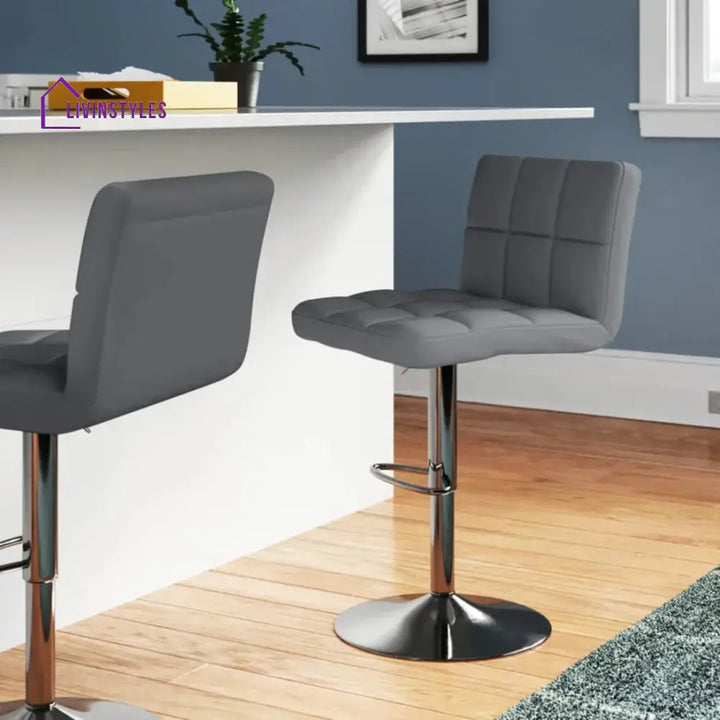 Gaurav Luxurious Leatherette Grey Bar Stool / Long Chair